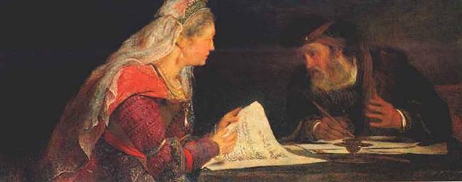 Aert de Gelder Esther and Mordechai writing the second letter of Purim Germany oil painting art